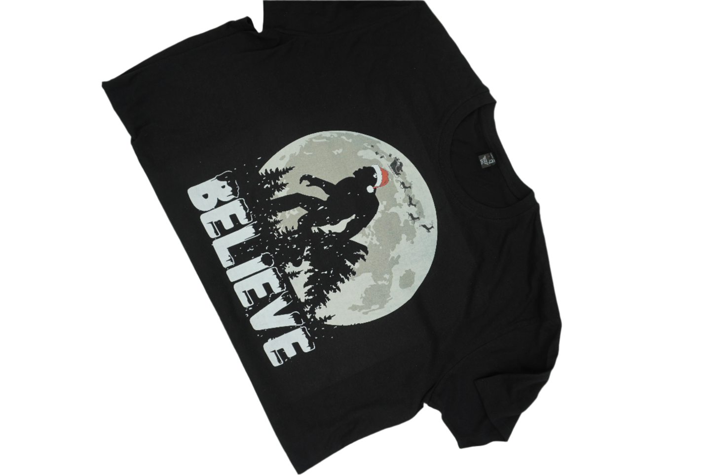 Believe Big Foot & Santa Sleigh Shirt Sleeve T Shirt