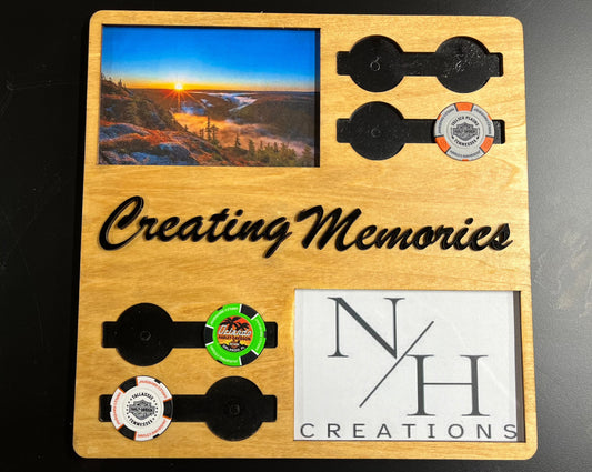 Picture Frame with Magnetic Poker Chip Slots 11.5 x11.5