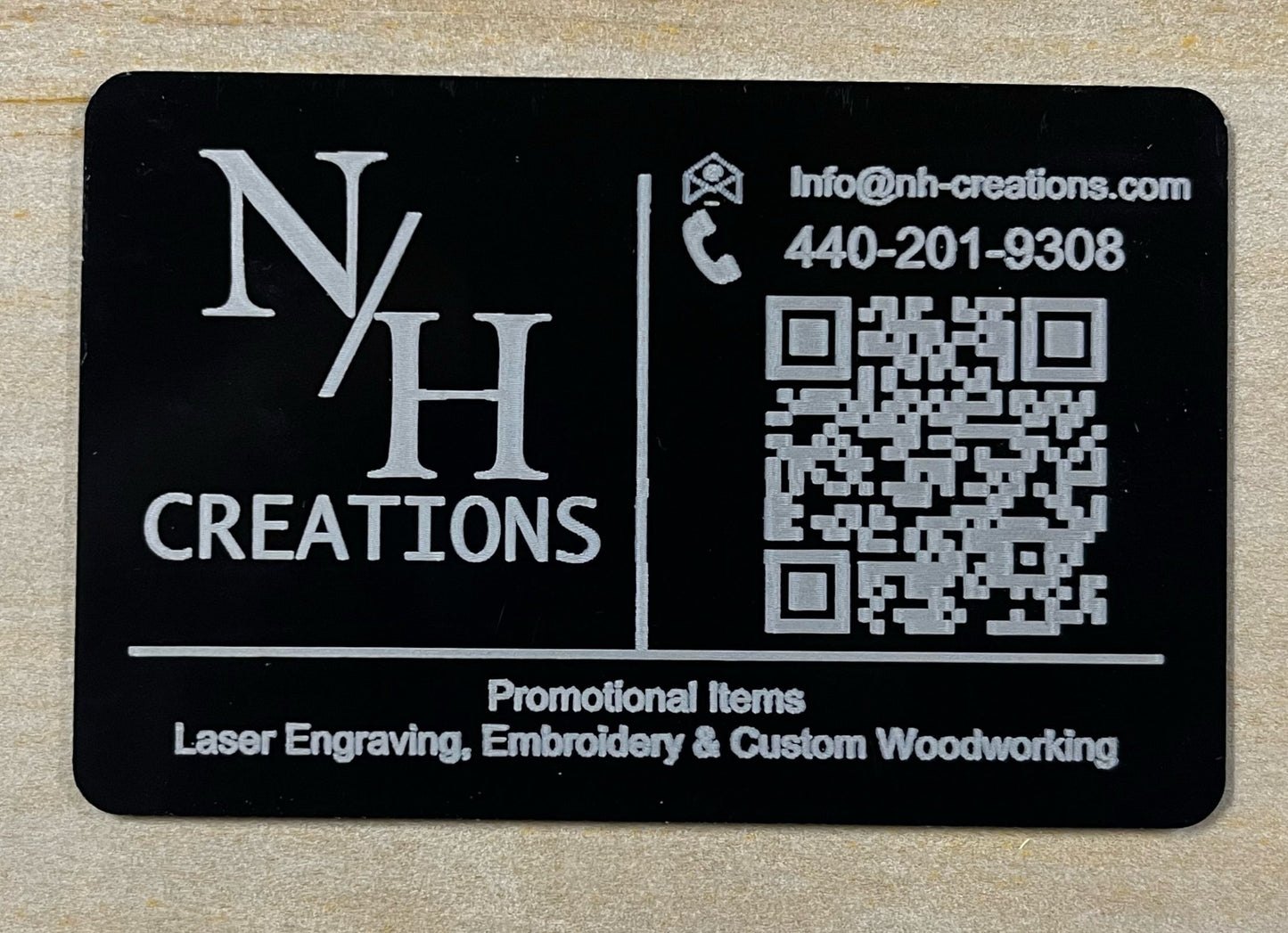 Black Metal Business Cards - Laser Engraved 10 Card Pack